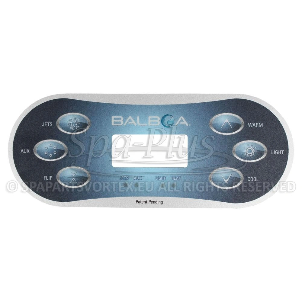 Balboa TP TP600 Overlay, 6 knoppen 1 Pump + Aux bedieningspaneel sticker