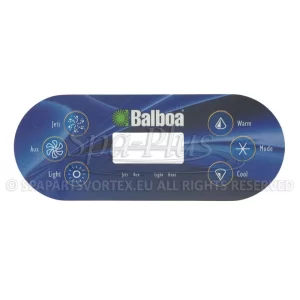 Balboa Serial Standard VL600S Overlay, 6 knoppen 1p + aux bedieningspaneel sticker