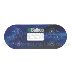 Balboa Serial Standard VL600S Overlay, 6 knoppen 2p No Air bedieningspaneel sticker