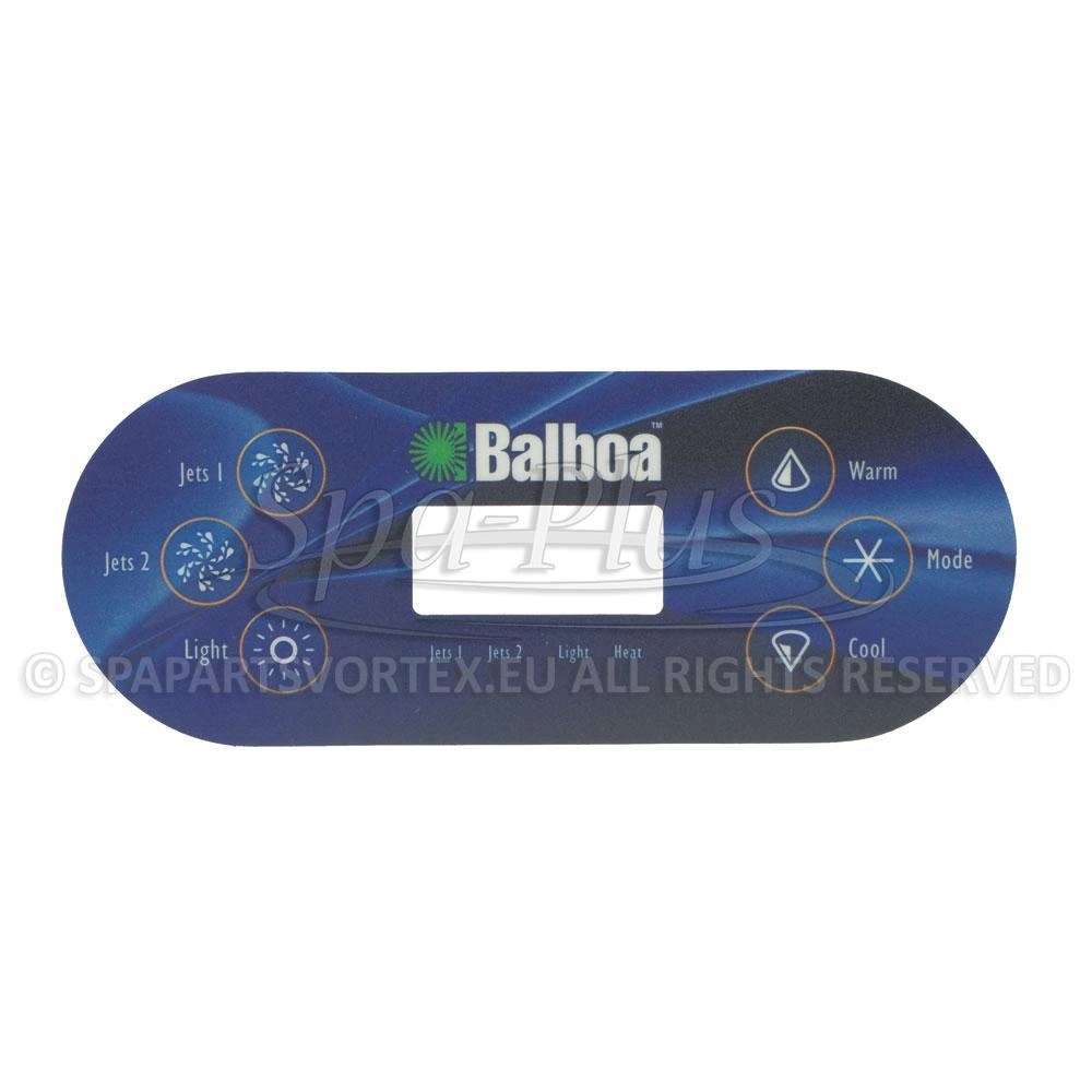 Balboa Serial Standard VL600S Overlay, 6 knoppen 2p No Air bedieningspaneel sticker